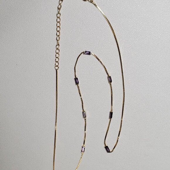 LOUISA SECRET 14K Gold Plated Sterling Silver Necklace  Amethyst Style - Picture 6 of 11
